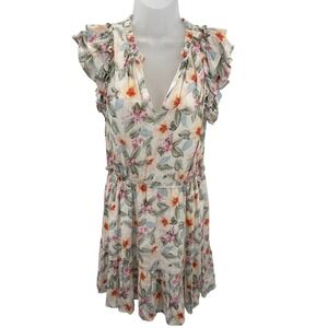Willa Story Multicolor Floral Ruffle Flutter Sleeve Tiered Mini Dress Womens M